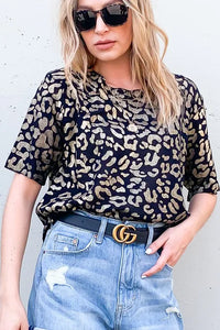Leopard Foil Printed Half Sleeve Summer Sweater-Reef Love