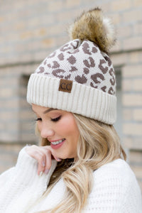 Leopard Fur Pom Beanie-Leopard Fur Pom Beanie, Stamped CC beanie. Leopard print in several color options. Authentic Stamped C.C. Leopard Design, Faux Fur Pom-Pom. As seen on TikTok.