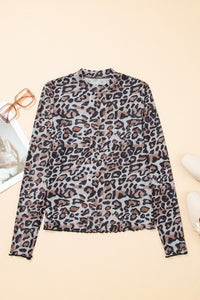 Leopard Mesh Long Sleeve Top- Boho Chic Styles by Reef Love
