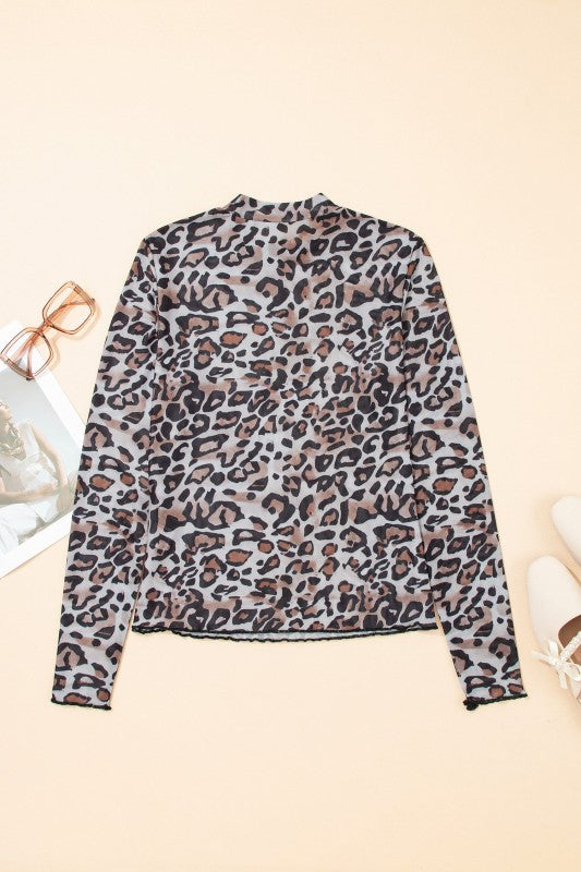 Leopard Mesh Long Sleeve Top- Boho Chic Styles by Reef Love