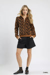 Leopard Print Quarter-Zip Sweatshirt
