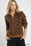 Leopard Print Quarter-Zip Sweatshirt