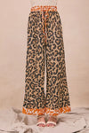 Leopard Print With Contrast Banded Wide Pants-Reef Love
