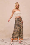 Leopard Print With Contrast Banded Wide Pants-Reef Love