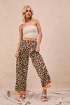 Leopard Print With Contrast Banded Wide Pants-Reef Love