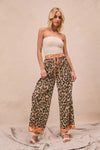 Leopard Print With Contrast Banded Wide Pants-Reef Love