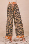 Leopard Print With Contrast Banded Wide Pants-Reef Love