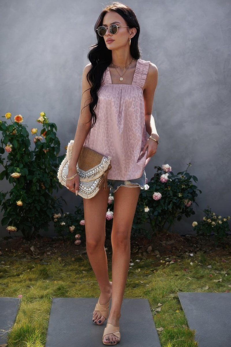 Leopard Stretch Wide Sling Tank Top-Tank Top-Reef Love-Reef Love