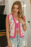 Leopard Sweater Vest With Front Tie and Scallop Detail-BiBi-Reef Love