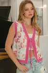 Leopard Sweater Vest With Front Tie and Scallop Detail-BiBi-Reef Love