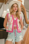 Leopard Sweater Vest With Front Tie and Scallop Detail-BiBi-Reef Love