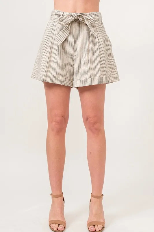 Linen Blend Striped Flowy Shorts-And the Why-Reef Love