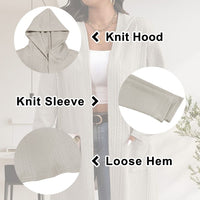 Long Cable Knitted Open Front Cardigan with Hood-Stay cozy and stylish this fall and winter in our Long Cable Knit Hooded Cardigan. Chunky, soft, and versatile with pockets – perfect for layering all season.