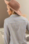 Lurex Linen Stripe Shirt Button Down Top-Reef Love