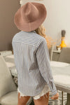Lurex Linen Stripe Shirt Button Down Top-Reef Love