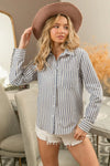 Lurex Linen Stripe Shirt Button Down Top-Reef Love