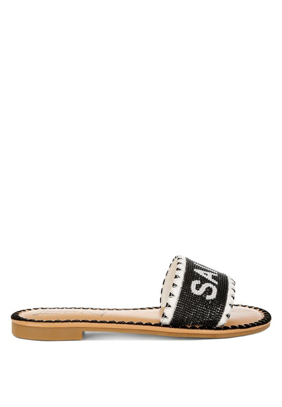 Luxe Getaway Saint Tropez Slip On Flat Sandals-Luxe Getaway Saint Tropez Sandals - Vacation Ready, trendy chic slip on flat sandals, cushion insoles, bead embellishments, perfect for tropical vacations. -Reef Love