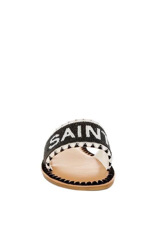 Luxe Getaway Saint Tropez Slip On Flat Sandals-Luxe Getaway Saint Tropez Sandals - Vacation Ready, trendy chic slip on flat sandals, cushion insoles, bead embellishments, perfect for tropical vacations. -Reef Love