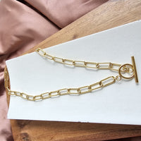 Shop Luxe Gold Chunky Paperclip Chain Necklace, Tarnish-Resistant, 18"-18" chunky paperclip chain necklace in 18k gold-plated stainless steel. Tarnish-resistant, waterproof, and hypoallergenic—perfect for layering or solo shine.-available at Reef Love online boho-chic boutique