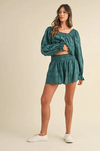 MABLE Embroidered Scalloped Lace Top and Short Set-Reef Love