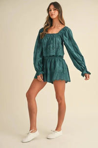 MABLE Embroidered Scalloped Lace Top and Short Set-Reef Love