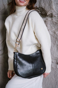 MARISSA Black Crossbody Botanical 4 Strap Bundle-MARISSA Black Botanical 4 Strap Bundle – vegan leather crossbody with gold hardware and 4 interchangeable straps. A versatile, stylish handbag with endless looks.-Reef Love