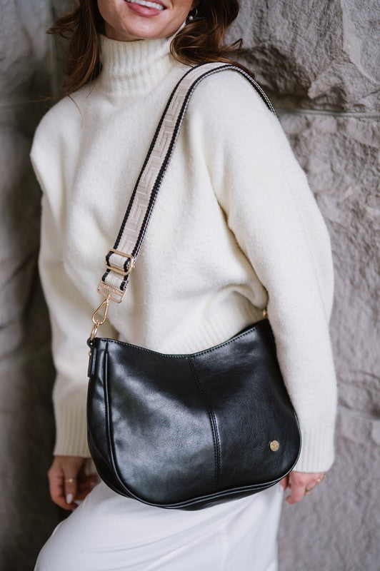 MARISSA Black Crossbody Botanical 4 Strap Bundle-MARISSA Black Botanical 4 Strap Bundle – vegan leather crossbody with gold hardware and 4 interchangeable straps. A versatile, stylish handbag with endless looks.-Reef Love