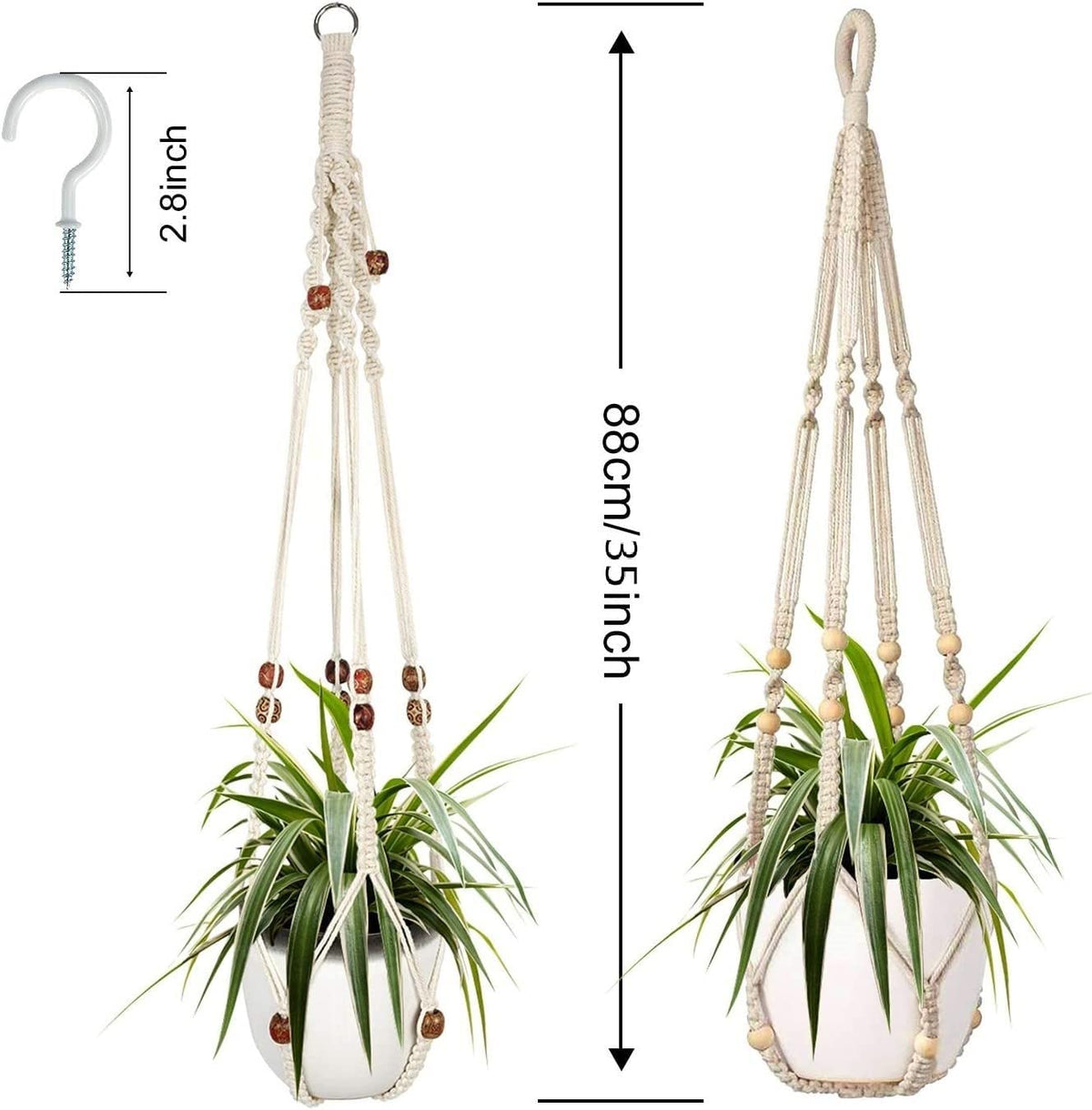 Macrame Plant Hanger, 2 Pack-Macrame Plant Hangers-Reef Love