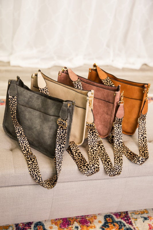Madalyn Crossbody Handbag with Leopard Print Strap