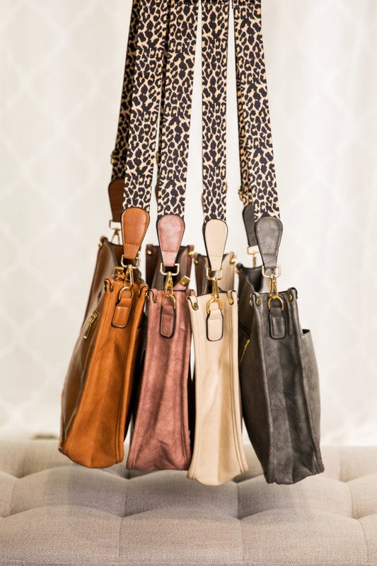 Madalyn Crossbody Handbag with Leopard Print Strap