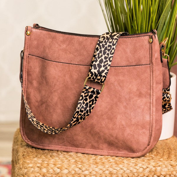 Madalyn Crossbody Handbag with Leopard Print Strap