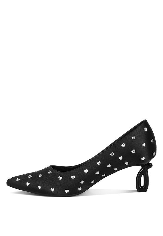 Madhara Heart-Shaped Rhinestones Pumps-Reef Love