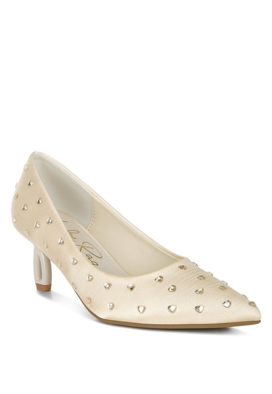 Madhara Heart-Shaped Rhinestones Pumps-Reef Love