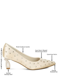 Madhara Heart-Shaped Rhinestones Pumps-Reef Love