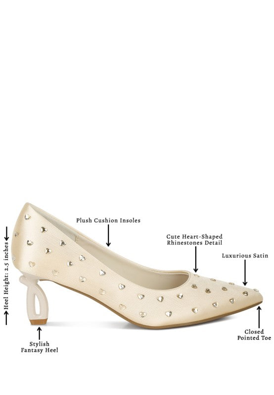 Madhara Heart-Shaped Rhinestones Pumps-Reef Love