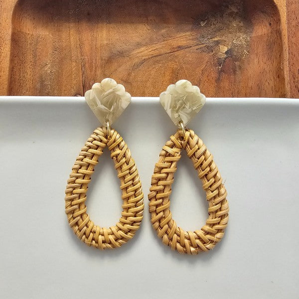Malia Earrings - Dark Rattan-drop earrings-Reef Love