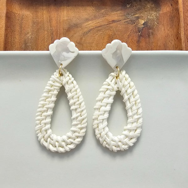 Malia Earrings - Light Rattan-drop earrings-Reef Love