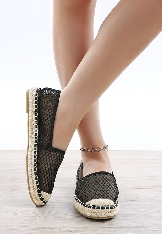 Manara Mesh Espadrille Loafers-Manara Mesh Espadrille Loafers by London Rag are a unique piece with a mesh upper which gives a sheer look with the juxtaposition of the classic espadrilles.