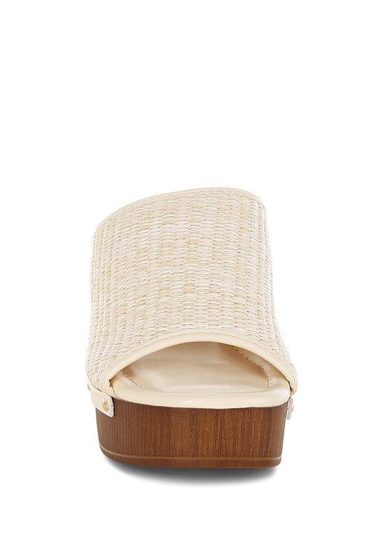 Marengo Raffia Chunky Heel Clogs-Reef Love