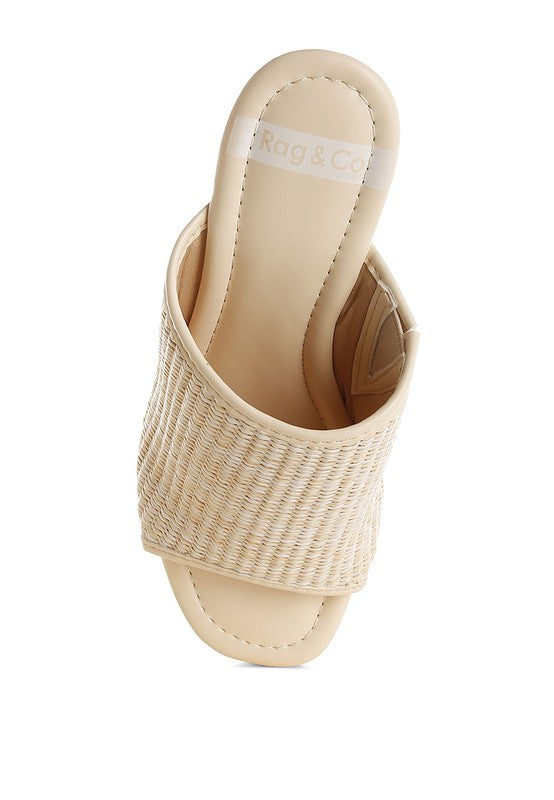 Marengo Raffia Chunky Heel Clogs-Reef Love