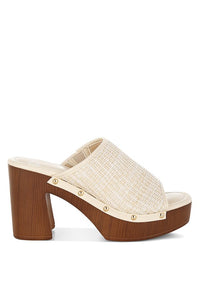 Marengo Raffia Chunky Heel Clogs-Reef Love