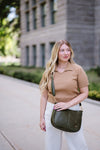 Marissa Crossbody Saddle Bag with Interchangeable Strap Set-The Marissa Crossbody Bag Bundle includes 1 olive saddle bag + 4 straps. Versatile vegan leather saddle bag with gold hardware and interchangeable straps.-Reef Love