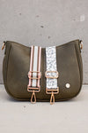Marissa Crossbody Saddle Bag with Interchangeable Strap Set-The Marissa Crossbody Bag Bundle includes 1 olive saddle bag + 4 straps. Versatile vegan leather saddle bag with gold hardware and interchangeable straps.-Reef Love