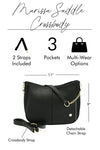 Marissa Crossbody Saddle Bag with Interchangeable Strap Set-The Marissa Crossbody Bag Bundle includes 1 olive saddle bag + 4 straps. Versatile vegan leather saddle bag with gold hardware and interchangeable straps.-Reef Love