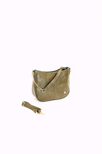 Marissa Crossbody Saddle Bag with Interchangeable Strap Set-The Marissa Crossbody Bag Bundle includes 1 olive saddle bag + 4 straps. Versatile vegan leather saddle bag with gold hardware and interchangeable straps.-Reef Love
