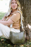 Marissa Crossbody Saddle Bag with Interchangeable Strap Set-The Marissa Crossbody Bag Bundle includes 1 olive saddle bag + 4 straps. Versatile vegan leather saddle bag with gold hardware and interchangeable straps.-Reef Love