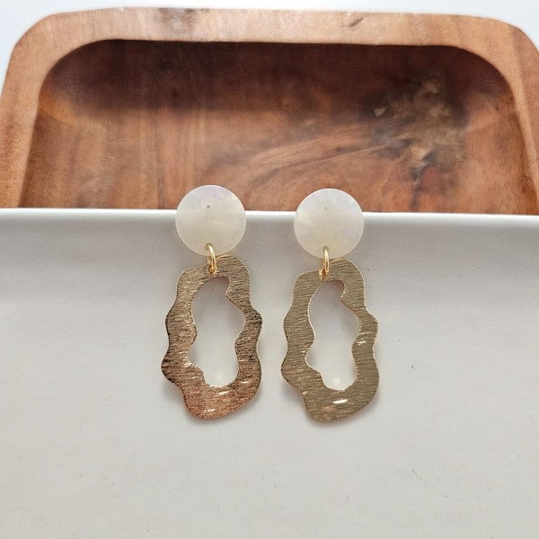 Shop Marley Earrings - Iridescent-Marley Earrings in iridescent acetate with gold-plated brass. Lightweight & hypoallergenic—funky statement earrings perfect for parties, nights out & bold style.-available at Reef Love online boho-chic boutique