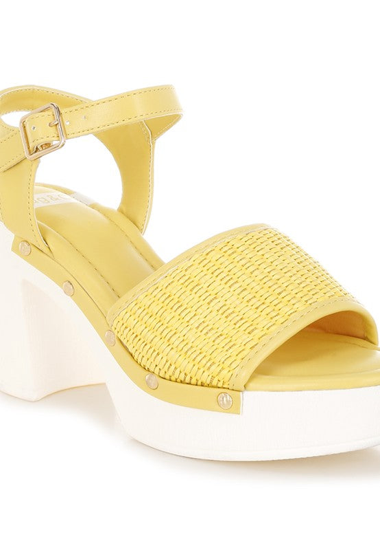 Mazaro Raffia Chunky Sandals-Reef Love