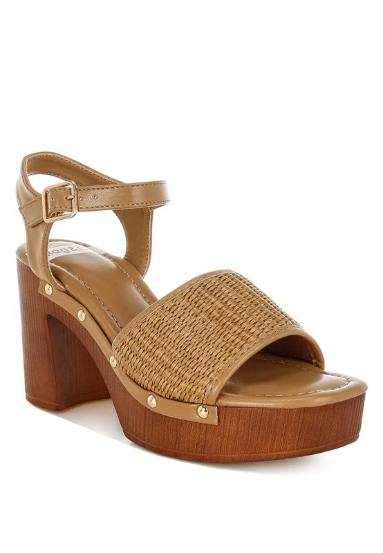 Mazaro Raffia Chunky Sandals-Reef Love