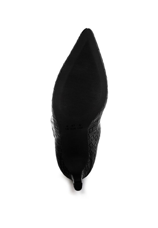 Mentha Woven Faux Leather Boots-Reef Love